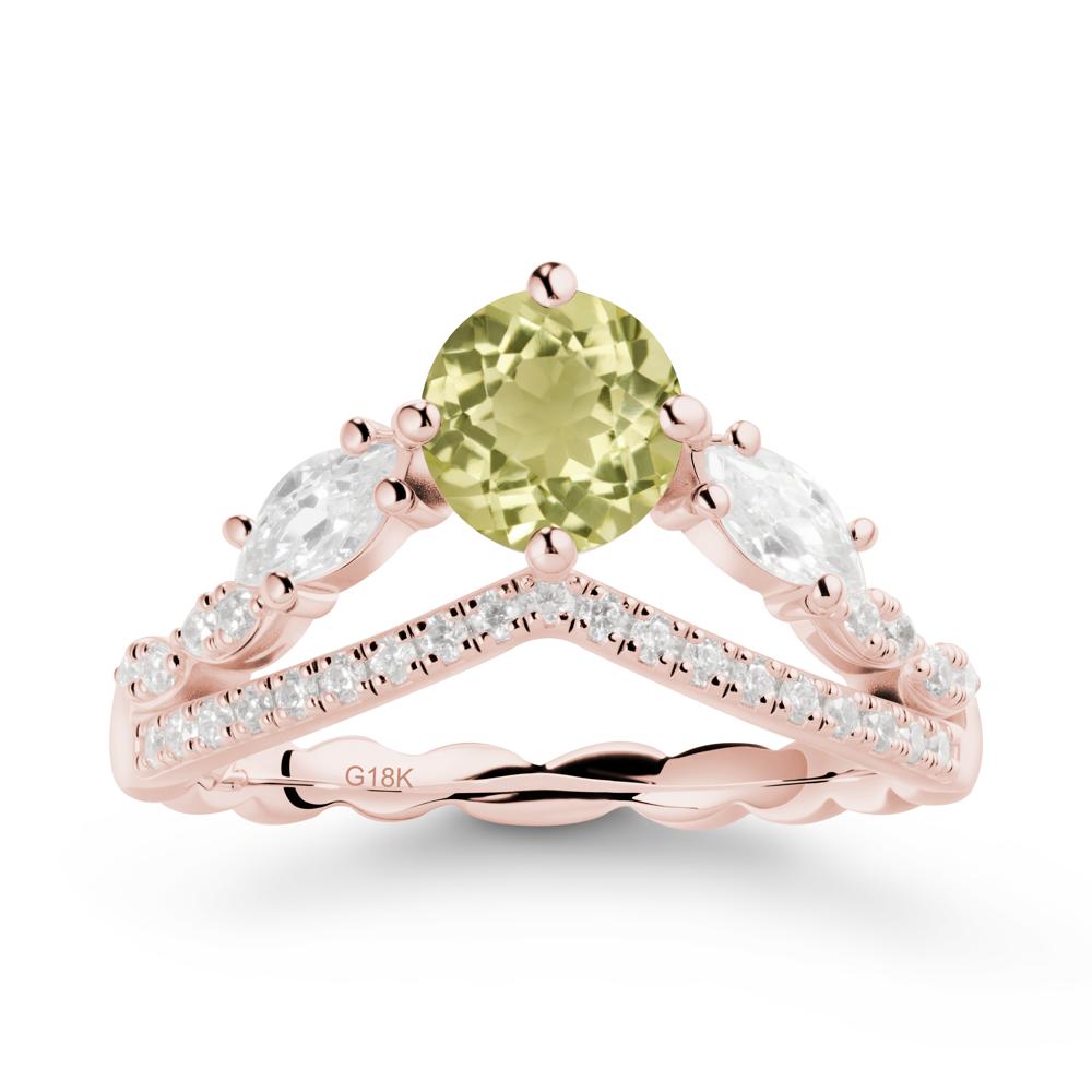 Leaf Inspired Crown Lemon Quartz Ring - LUO Jewelry #metal_18k rose gold