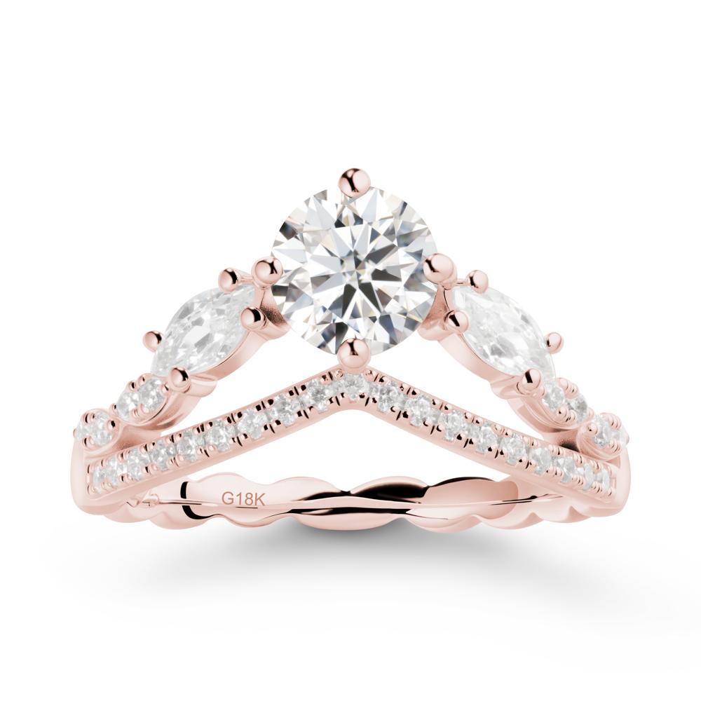 Leaf Inspired Crown Moissanite Ring - LUO Jewelry #metal_18k rose gold