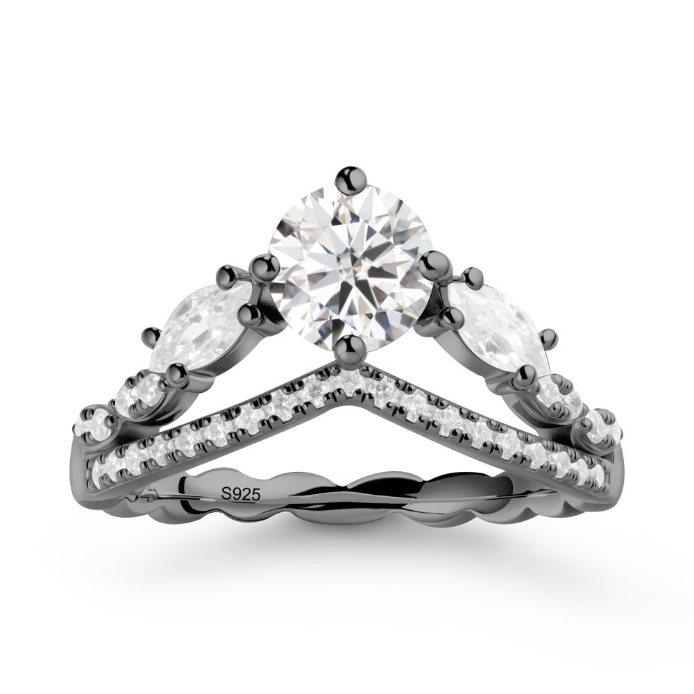 Leaf Inspired Crown Moissanite Ring - LUO Jewelry #metal_black finish sterling silver