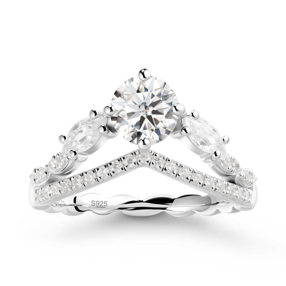 Leaf Inspired Crown Moissanite Ring - LUO Jewelry #metal_sterling silver