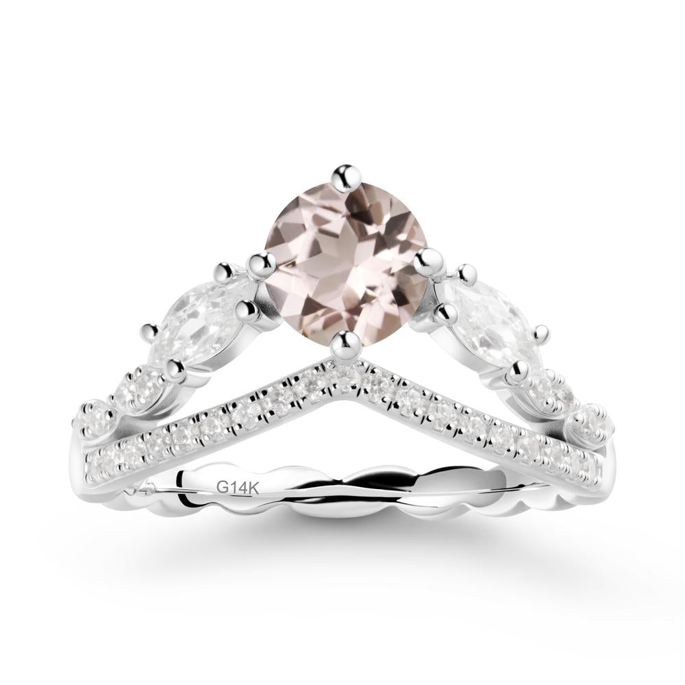 Leaf Inspired Crown Morganite Ring - LUO Jewelry #metal_14k white gold