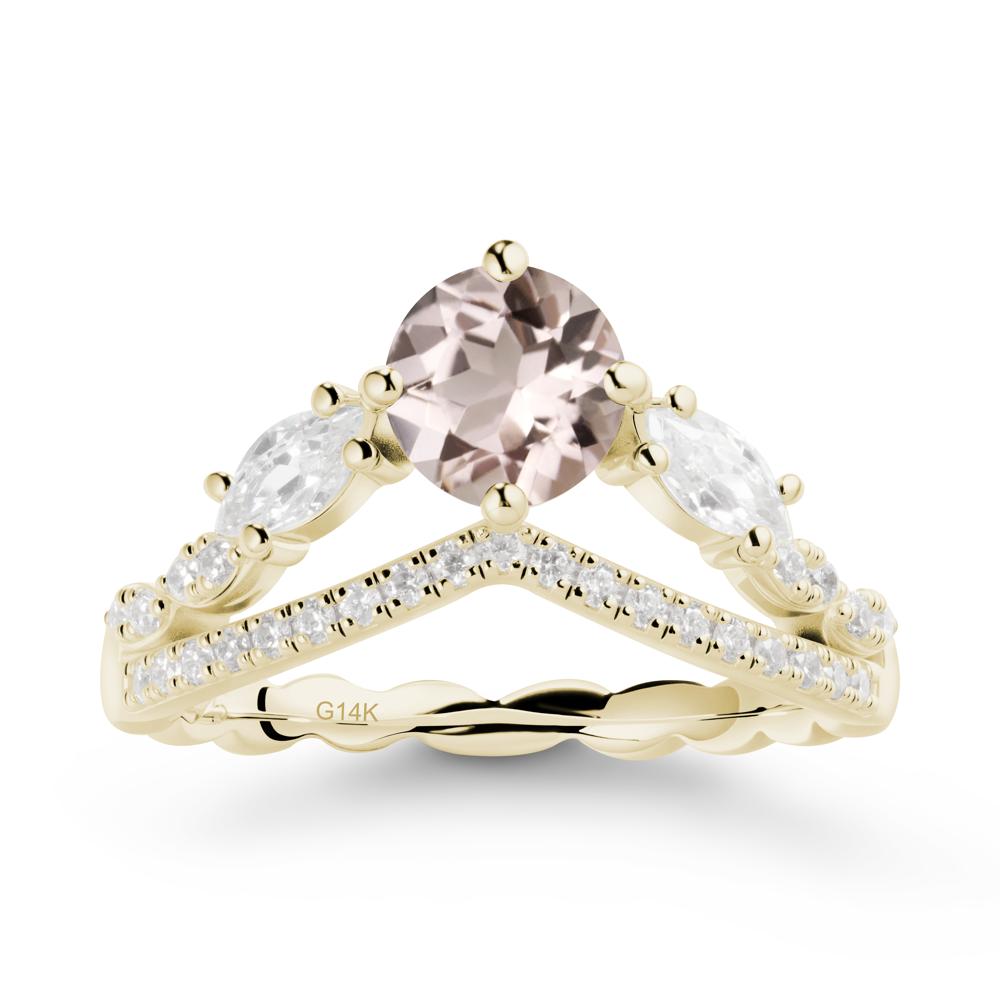 Leaf Inspired Crown Morganite Ring - LUO Jewelry #metal_14k yellow gold