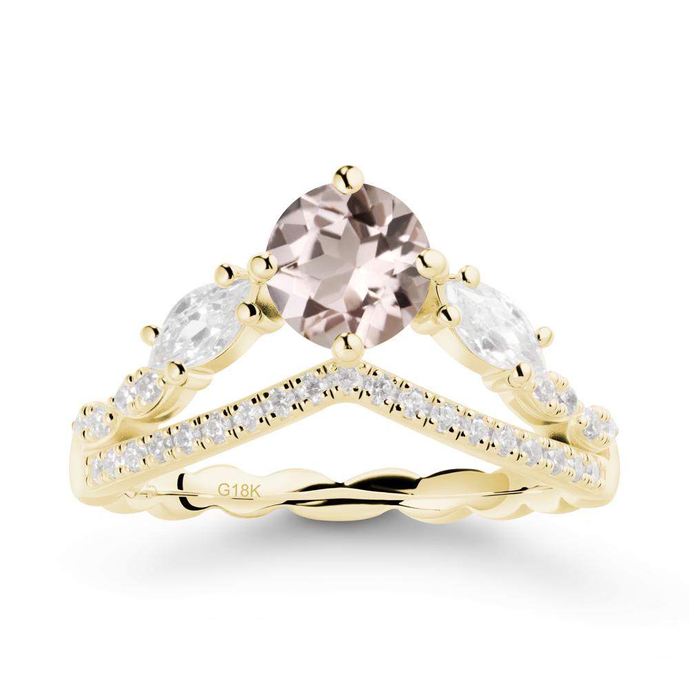 Leaf Inspired Crown Morganite Ring - LUO Jewelry #metal_18k yellow gold
