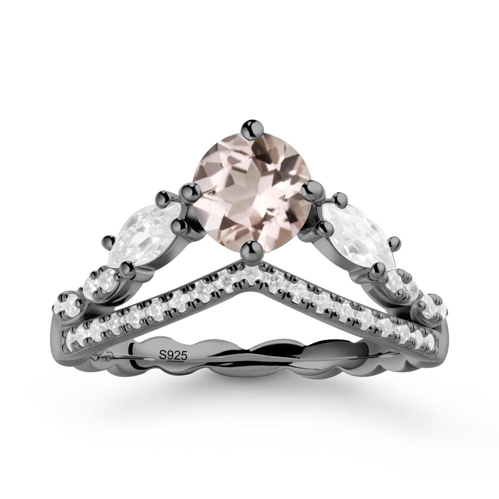 Leaf Inspired Crown Morganite Ring - LUO Jewelry #metal_black finish sterling silver