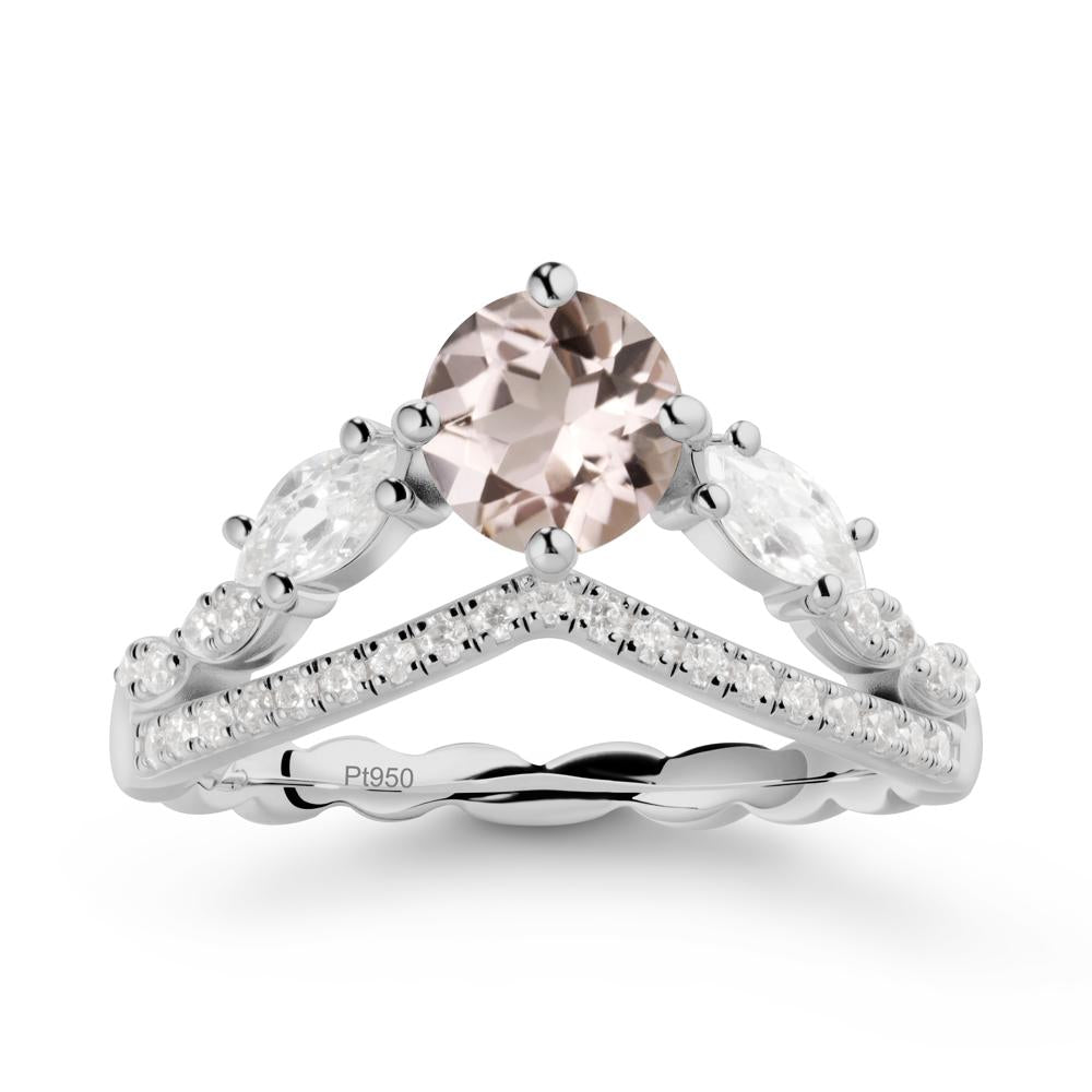 Leaf Inspired Crown Morganite Ring - LUO Jewelry #metal_platinum