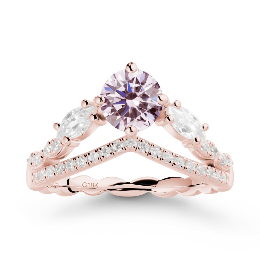 Leaf Inspired Crown Pink Cubic Zirconia Ring - LUO Jewelry #metal_18k rose gold