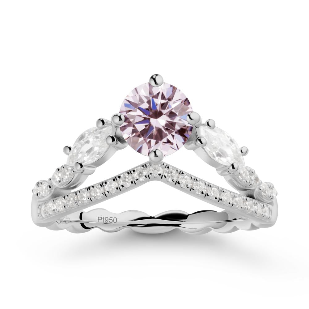 Leaf Inspired Crown Pink Cubic Zirconia Ring - LUO Jewelry #metal_platinum