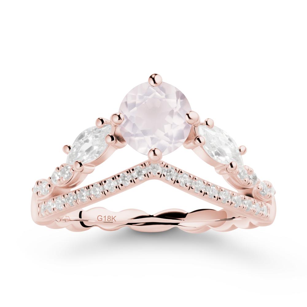 Leaf Inspired Crown Rose Quartz Ring - LUO Jewelry #metal_18k rose gold
