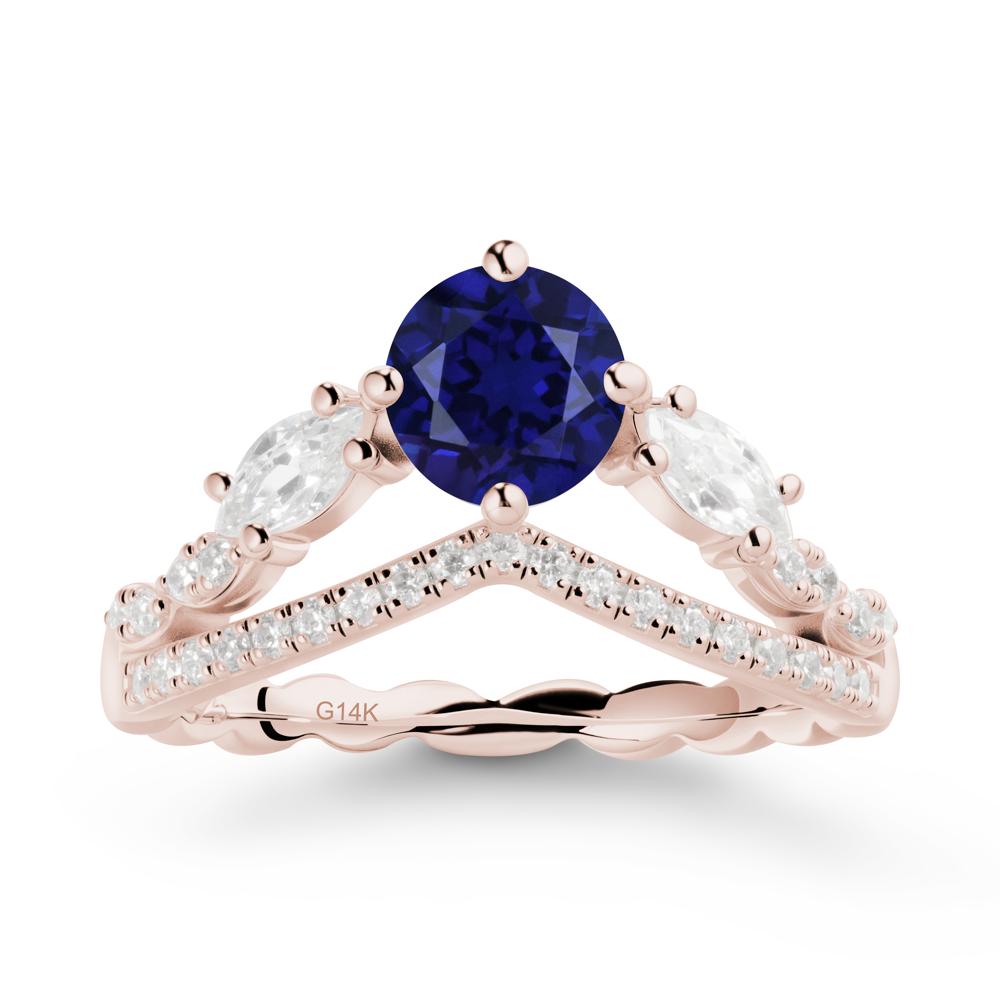 Leaf Inspired Crown Sapphire Ring - LUO Jewelry #metal_14k rose gold