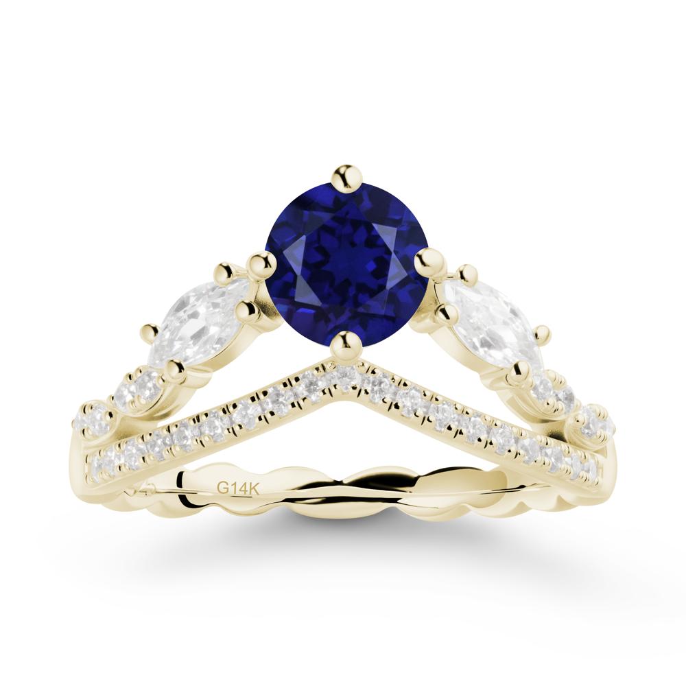 Leaf Inspired Crown Sapphire Ring - LUO Jewelry #metal_14k yellow gold