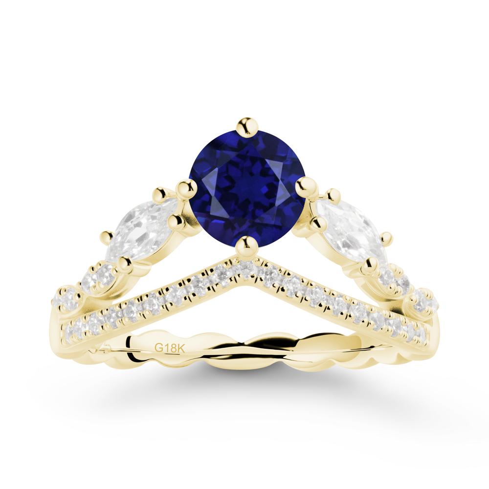 Leaf Inspired Crown Sapphire Ring - LUO Jewelry #metal_18k yellow gold
