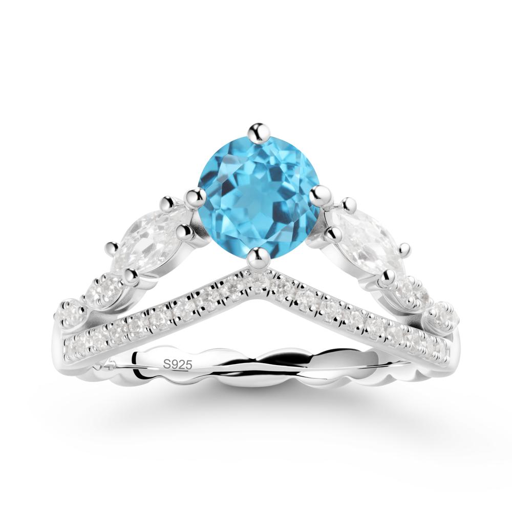 Leaf Inspired Crown Swiss Blue Topaz Ring - LUO Jewelry #metal_sterling silver