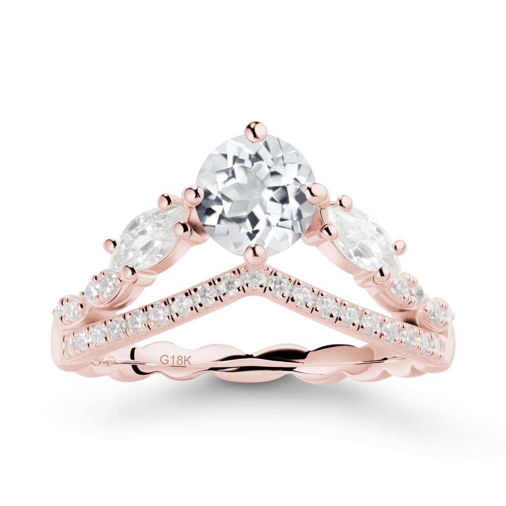 Leaf Inspired Crown White Topaz Ring - LUO Jewelry #metal_18k rose gold