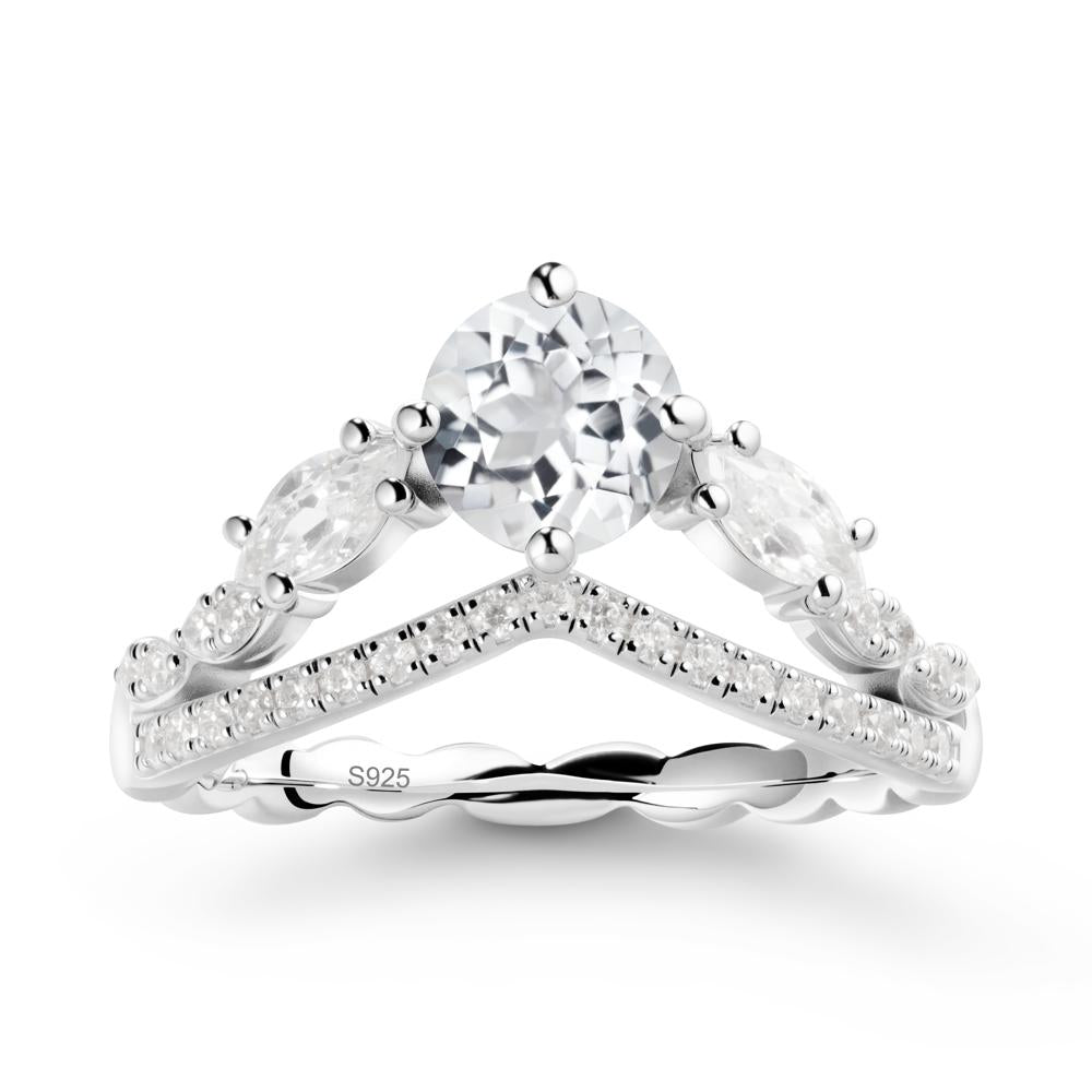 Leaf Inspired Crown White Topaz Ring - LUO Jewelry #metal_sterling silver