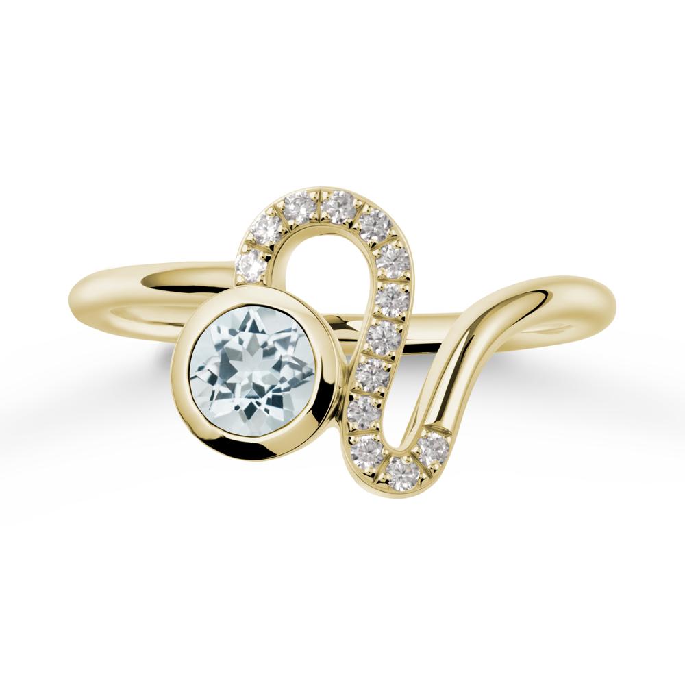 Bezel Round Aquamarine Ring - LUO Jewelry #metal_14k yellow gold