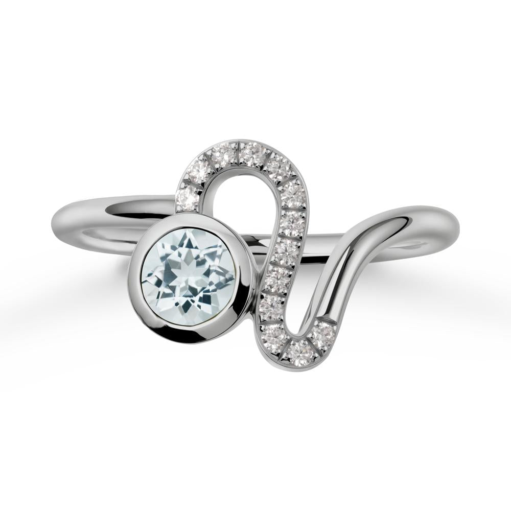 Bezel Round Aquamarine Ring - LUO Jewelry #metal_platinum