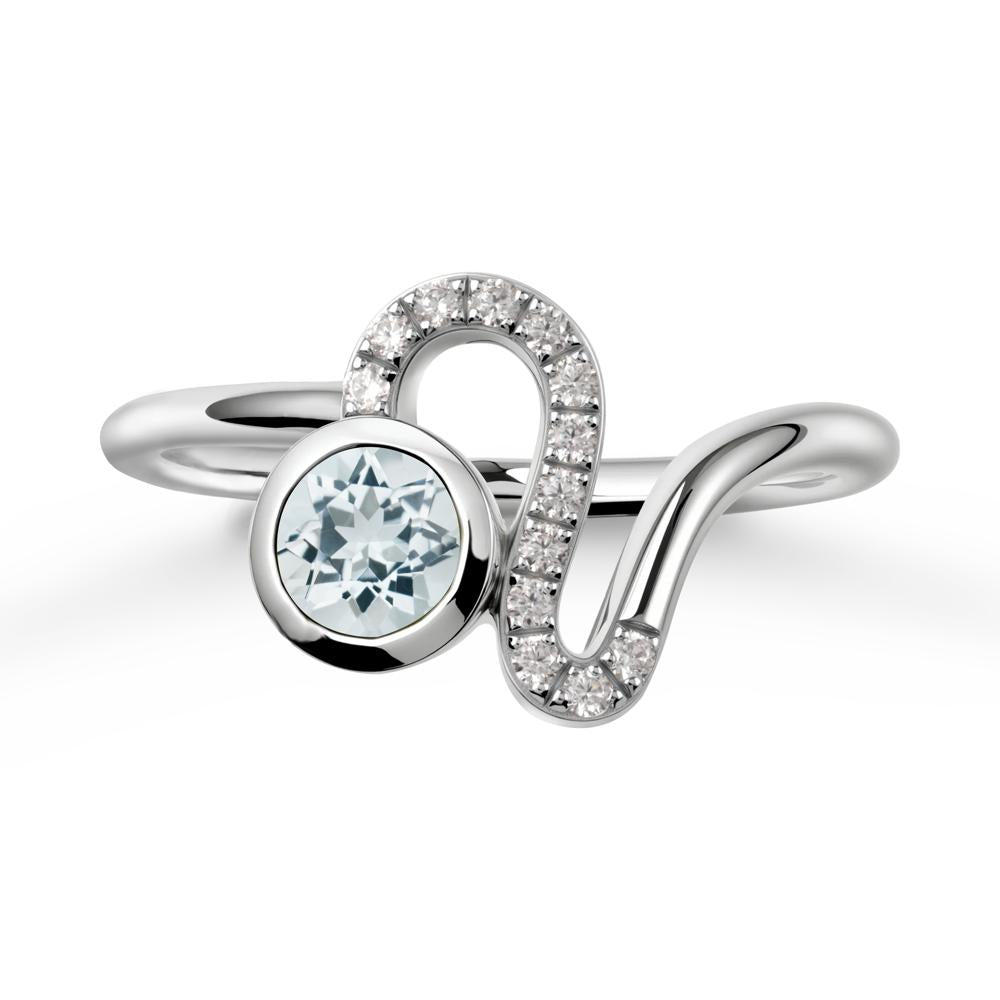 Bezel Round Aquamarine Ring - LUO Jewelry #metal_sterling silver
