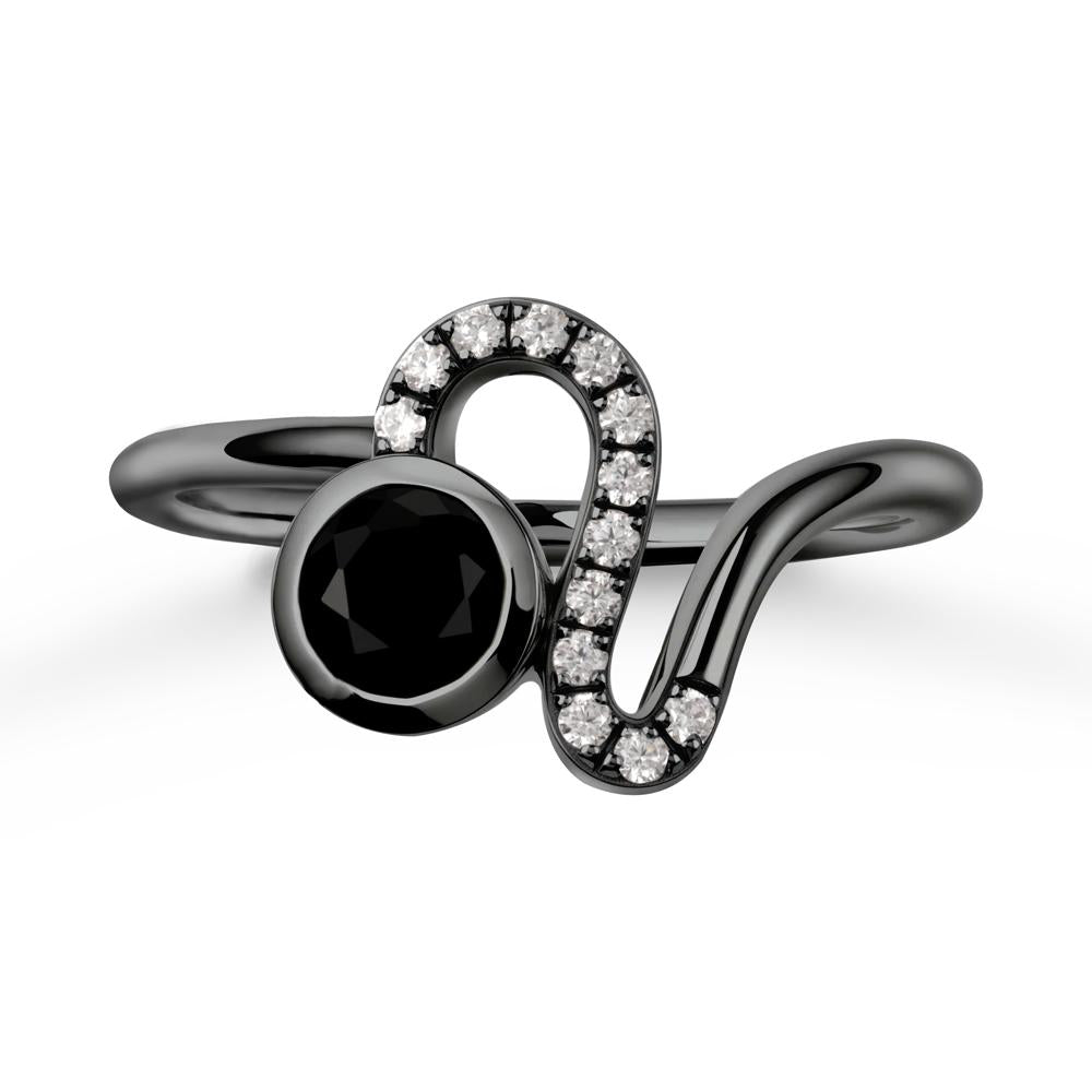Leo Zodiac Black Spinel Ring-Generous & Passionate - LUO Jewelry #metal_black finish sterling silver