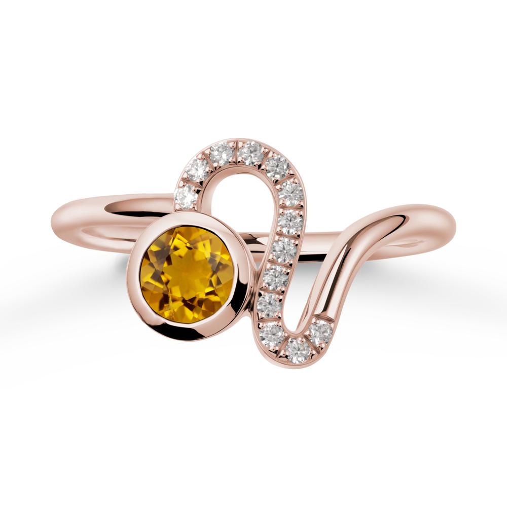 Leo Zodiac Round Citrine Ring - LUO Jewelry #metal_14k rose gold
