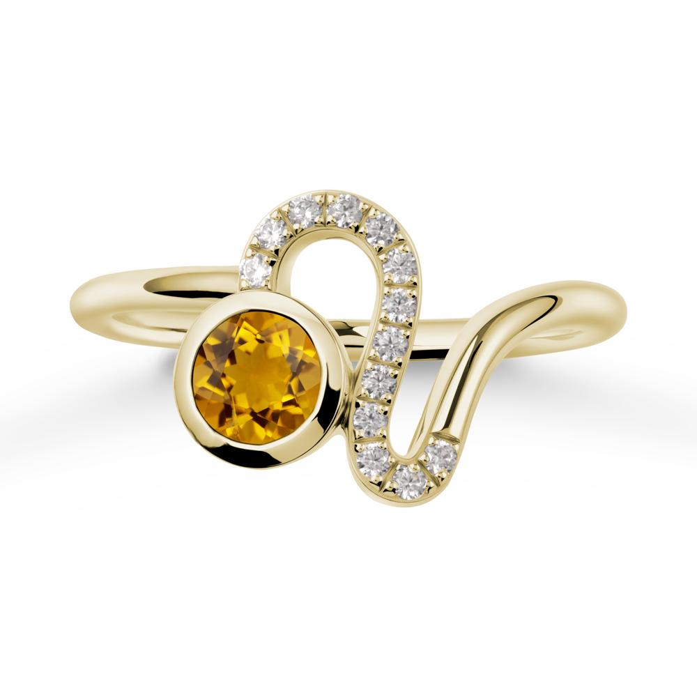 Leo Zodiac Round Citrine Ring - LUO Jewelry #metal_14k yellow gold