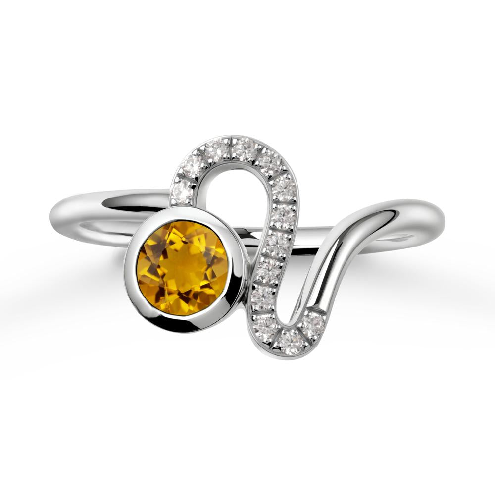 Leo Zodiac Round Citrine Ring - LUO Jewelry #metal_sterling silver