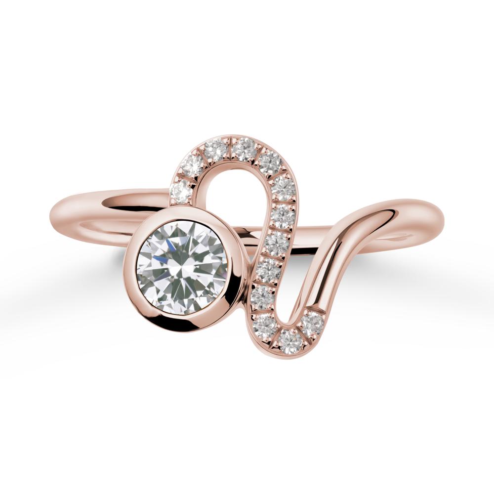 Bezel Round Cubic Zirconia Ring - LUO Jewelry #metal_14k rose gold