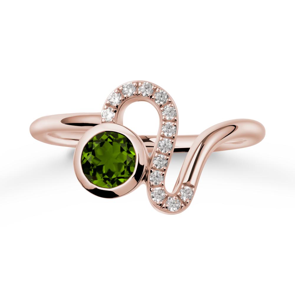 Leo Zodiac Round Diopside Ring - LUO Jewelry #metal_14k rose gold