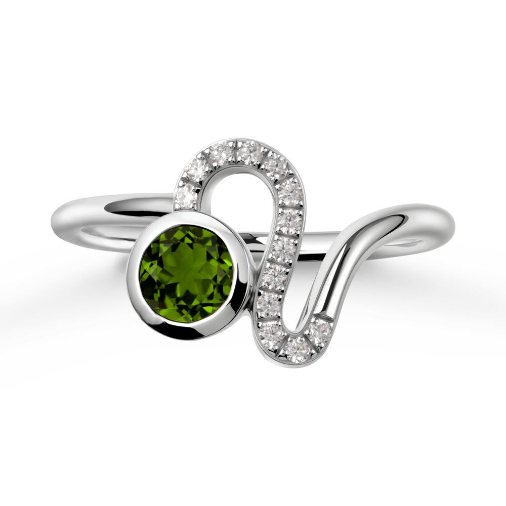 Leo Zodiac Round Diopside Ring - LUO Jewelry #metal_14k white gold