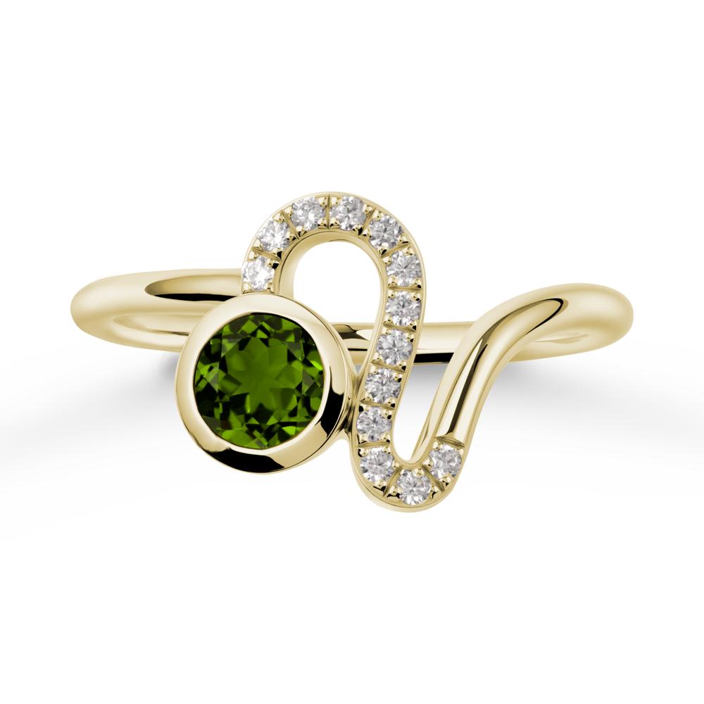 Leo Zodiac Round Diopside Ring - LUO Jewelry #metal_14k yellow gold