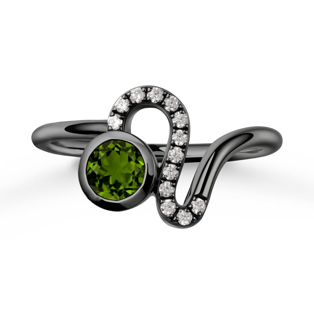 Leo Zodiac Round Diopside Ring - LUO Jewelry #metal_black finish sterling silver