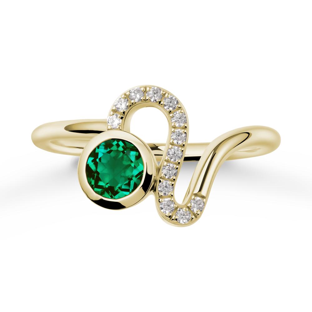 Bezel Round Emerald Ring - LUO Jewelry #metal_14k yellow gold