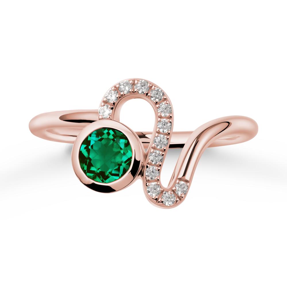 Bezel Round Emerald Ring - LUO Jewelry #metal_18k rose gold