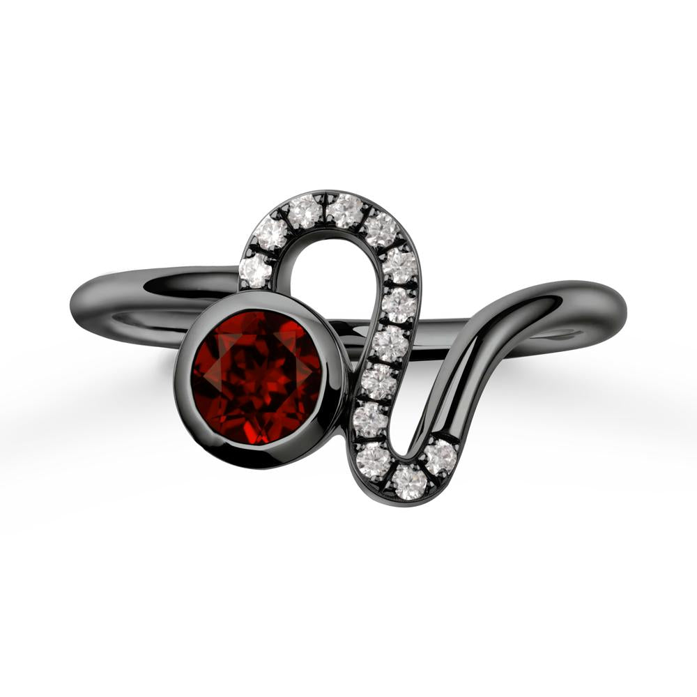 Leo Zodiac Garnet Ring-Generous & Passionate - LUO Jewelry #metal_black finish sterling silver