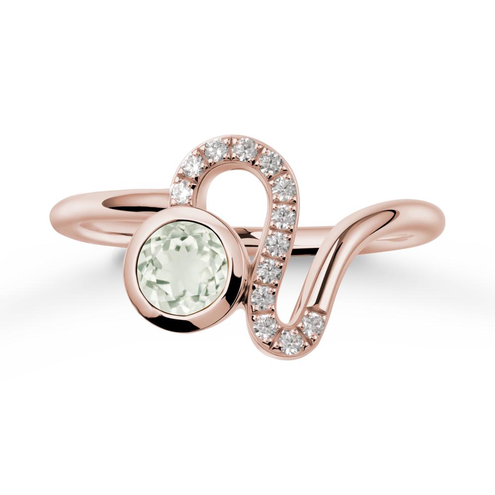 Leo Zodiac Round Green Amethyst Ring - LUO Jewelry #metal_14k rose gold