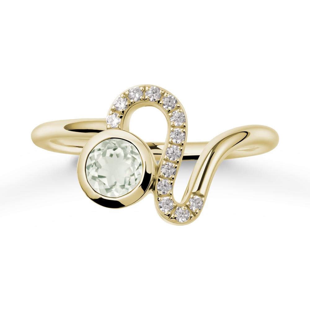Leo Zodiac Round Green Amethyst Ring - LUO Jewelry #metal_14k yellow gold