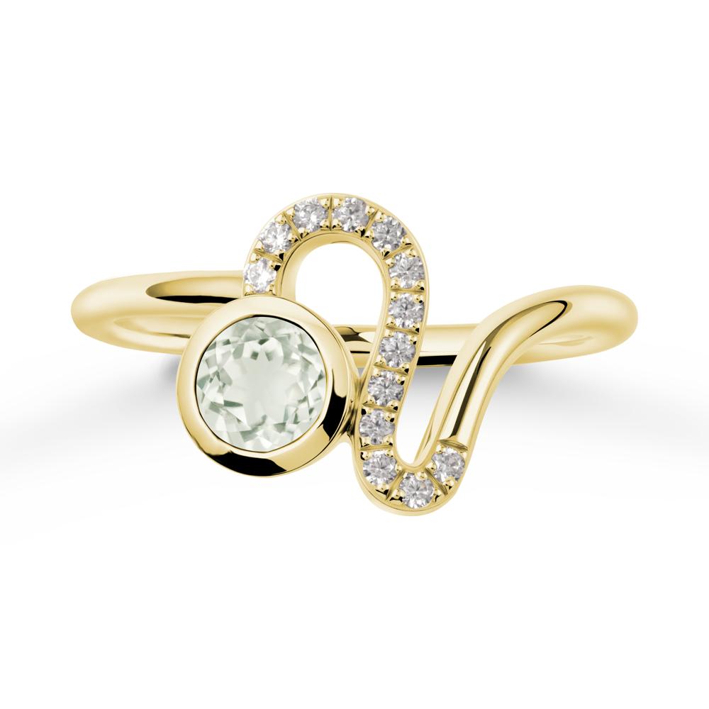 Leo Zodiac Round Green Amethyst Ring - LUO Jewelry #metal_18k yellow gold
