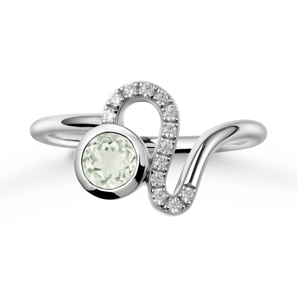 Leo Zodiac Round Green Amethyst Ring - LUO Jewelry #metal_sterling silver