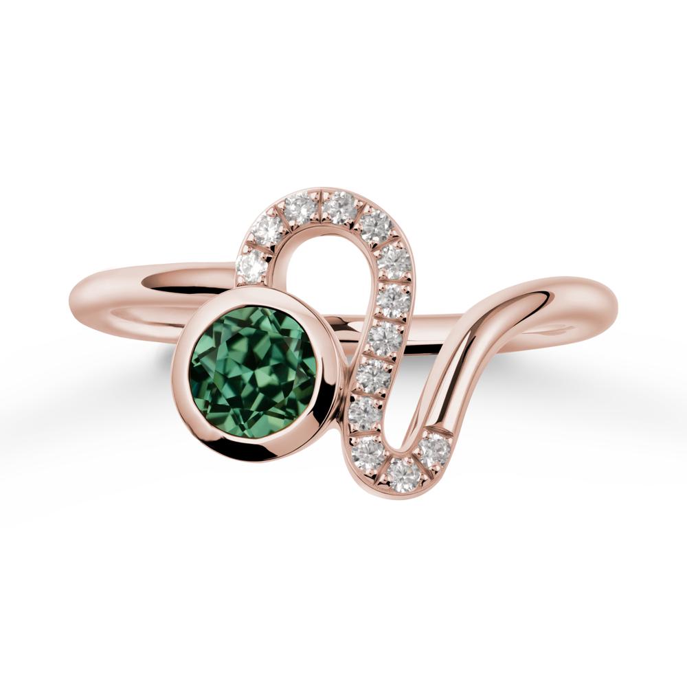 Bezel Round Green Sapphire Ring - LUO Jewelry #metal_14k rose gold