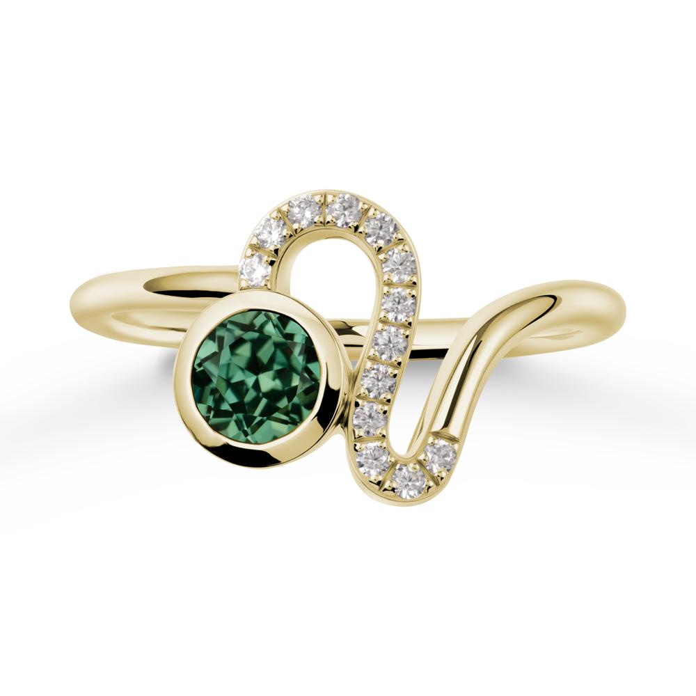 Bezel Round Green Sapphire Ring - LUO Jewelry #metal_14k yellow gold