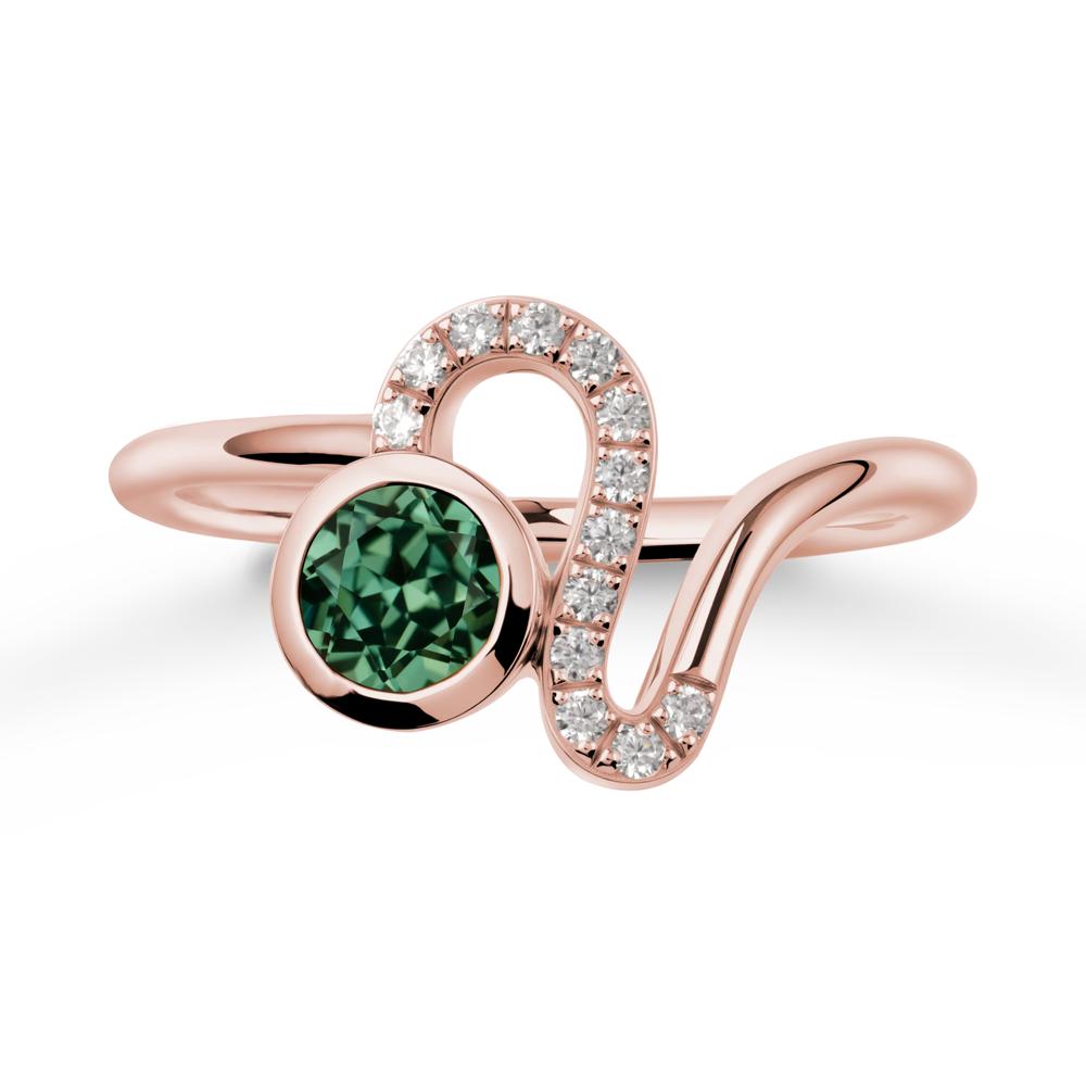 Bezel Round Green Sapphire Ring - LUO Jewelry #metal_18k rose gold