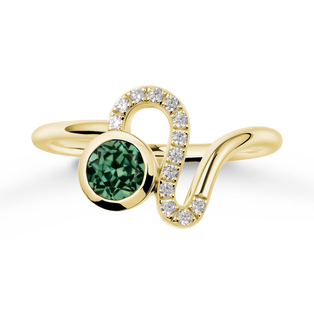 Bezel Round Green Sapphire Ring - LUO Jewelry #metal_18k yellow gold
