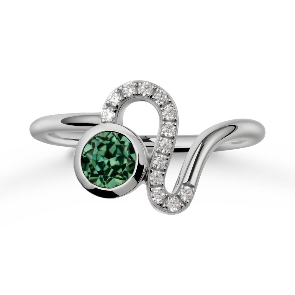 Bezel Round Green Sapphire Ring - LUO Jewelry #metal_platinum