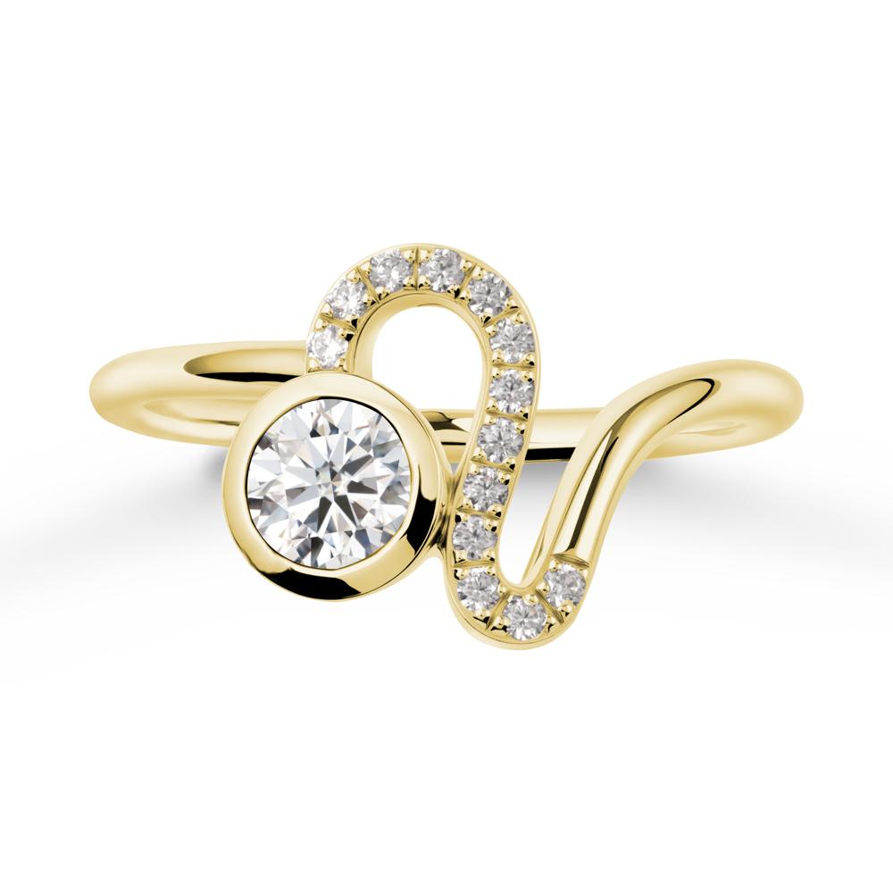 Bezel Round Moissanite Ring - LUO Jewelry #metal_18k yellow gold