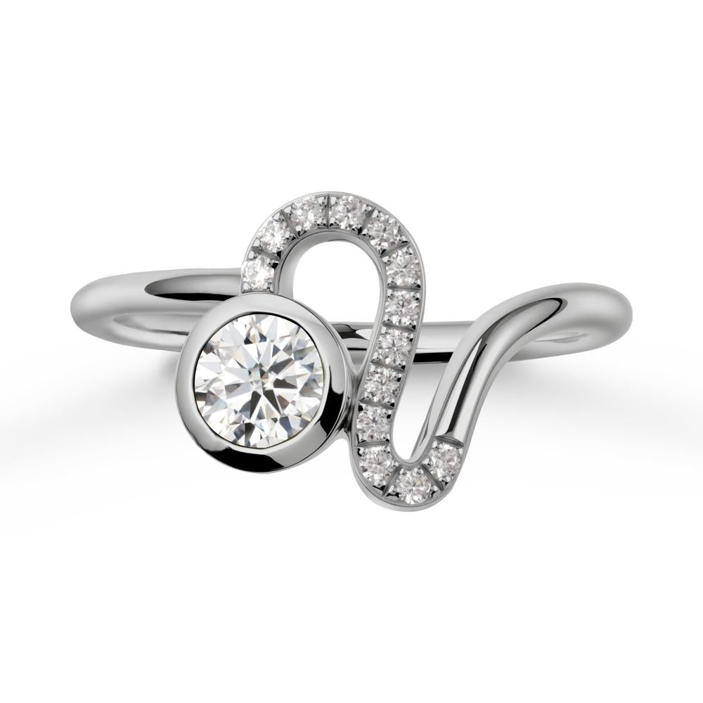 Bezel Round Moissanite Ring - LUO Jewelry #metal_platinum