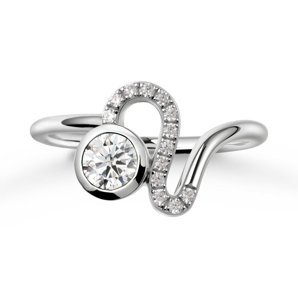Bezel Round Moissanite Ring - LUO Jewelry #metal_sterling silver