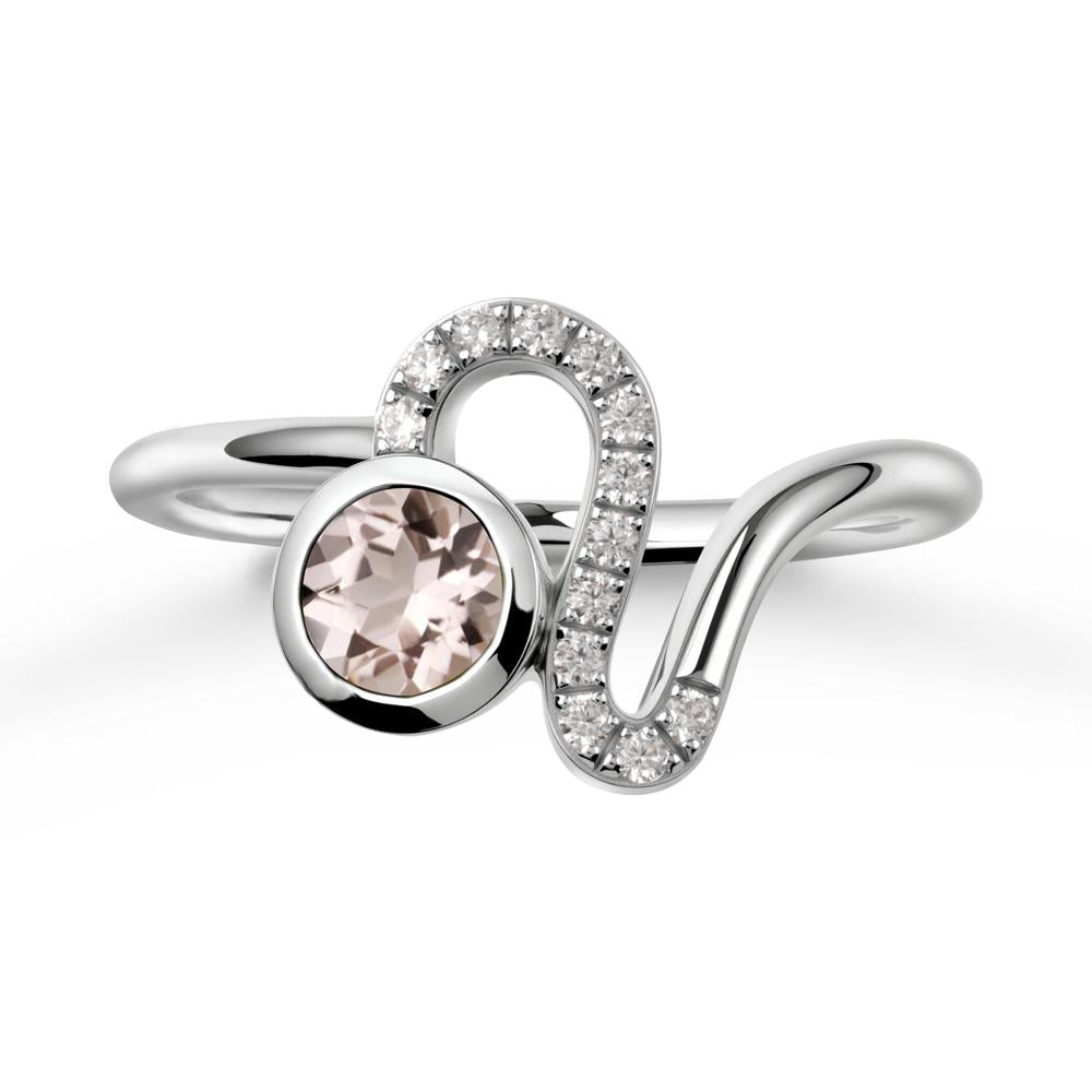 Leo Zodiac Round Morganite Ring - LUO Jewelry #metal_14k white gold