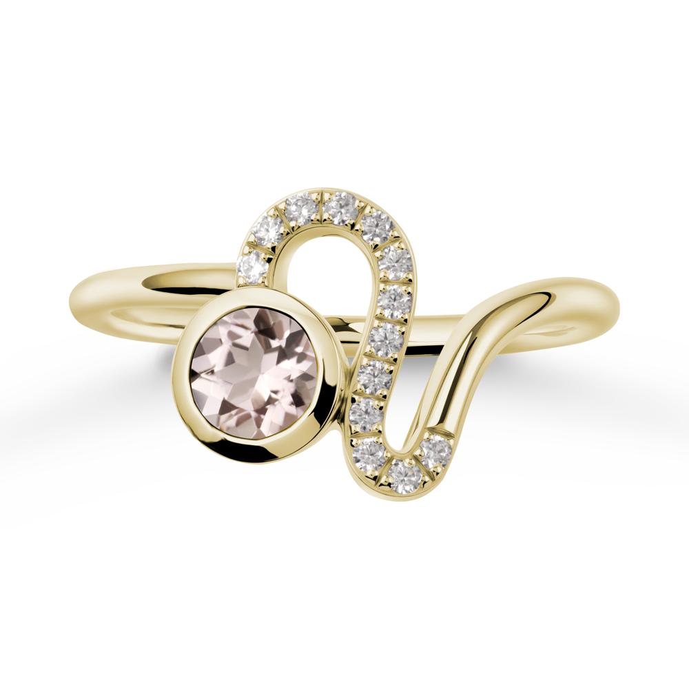 Leo Zodiac Round Morganite Ring - LUO Jewelry #metal_14k yellow gold