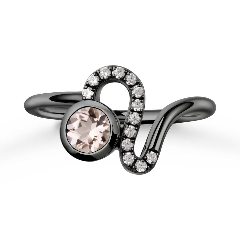 Leo Zodiac Round Morganite Ring - LUO Jewelry #metal_black finish sterling silver