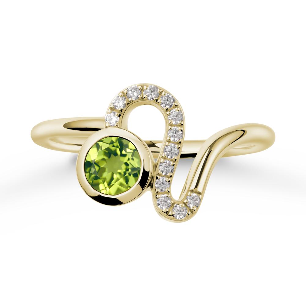 Leo Zodiac Round Peridot Ring - LUO Jewelry #metal_14k yellow gold