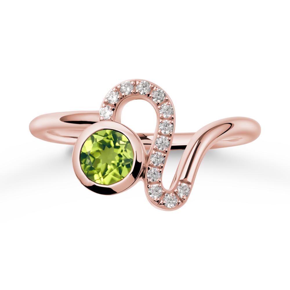 Leo Zodiac Round Peridot Ring - LUO Jewelry #metal_18k rose gold